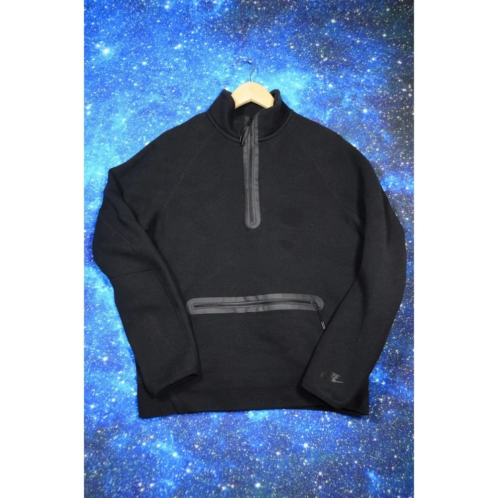 Nike Sweatshirt Mens Medium Black 1/4 Zip Pullover Fleece Zip Pocket FB7998-010